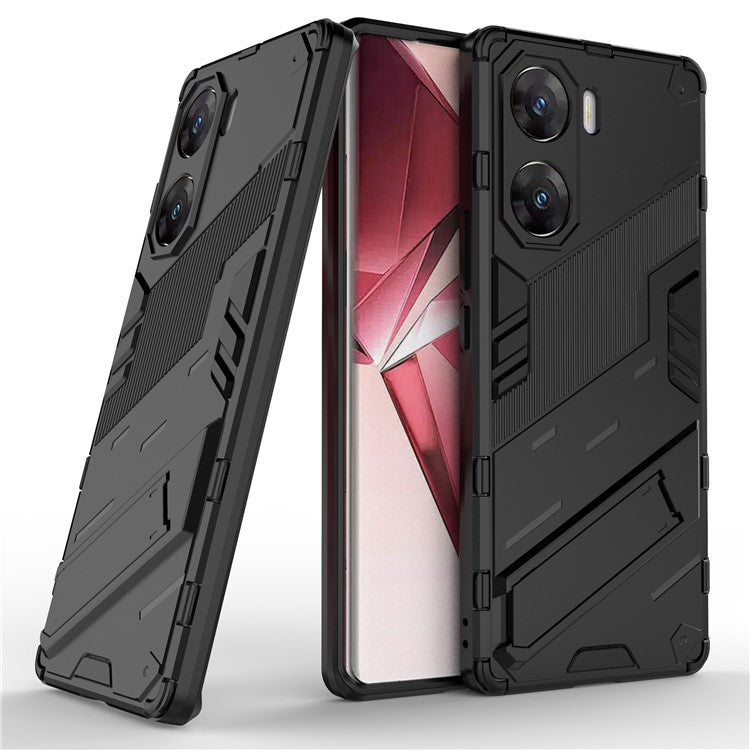 For vivo V29e (India) 5G Case Kickstand PC+TPU Phone Back Cover - Black