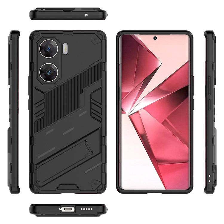 For vivo V29e (India) 5G Case Kickstand PC+TPU Phone Back Cover - Black