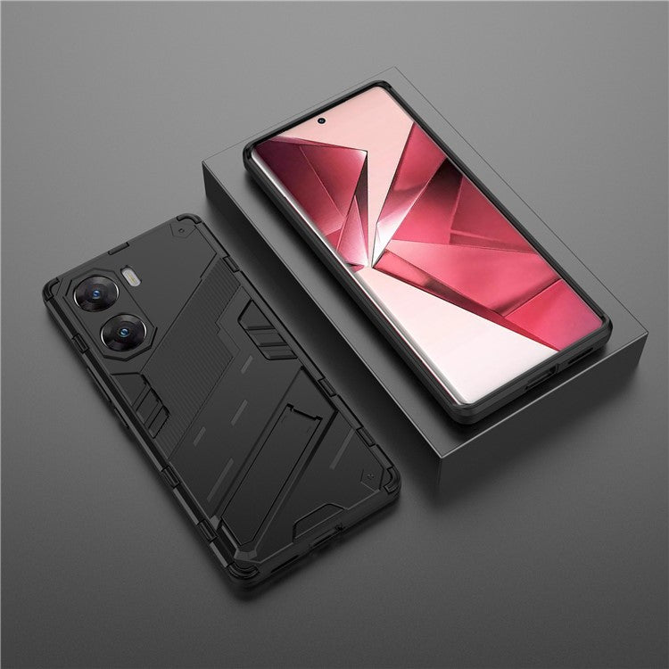 For vivo V29e (India) 5G Case Kickstand PC+TPU Phone Back Cover - Black