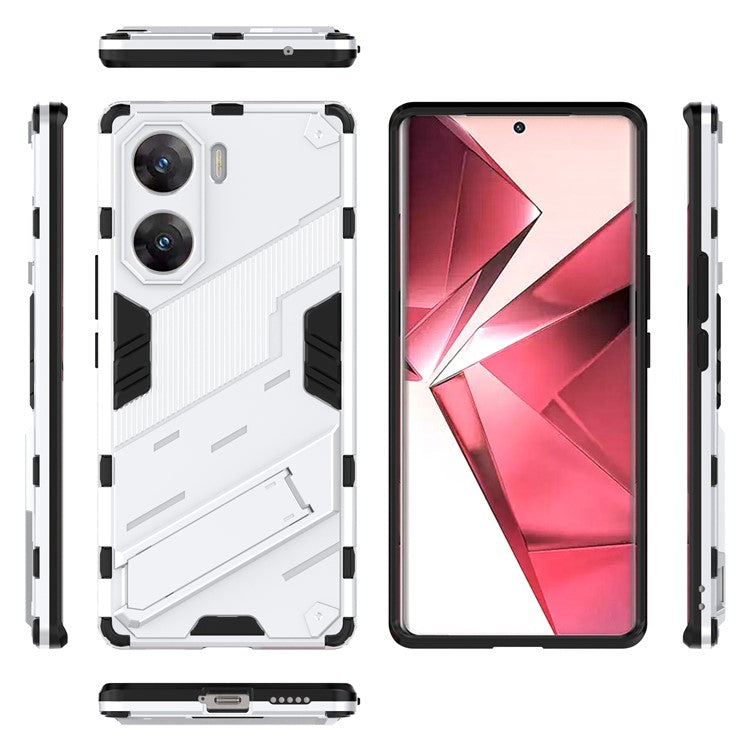 For vivo V29e (India) 5G Case Kickstand PC+TPU Phone Back Cover - White