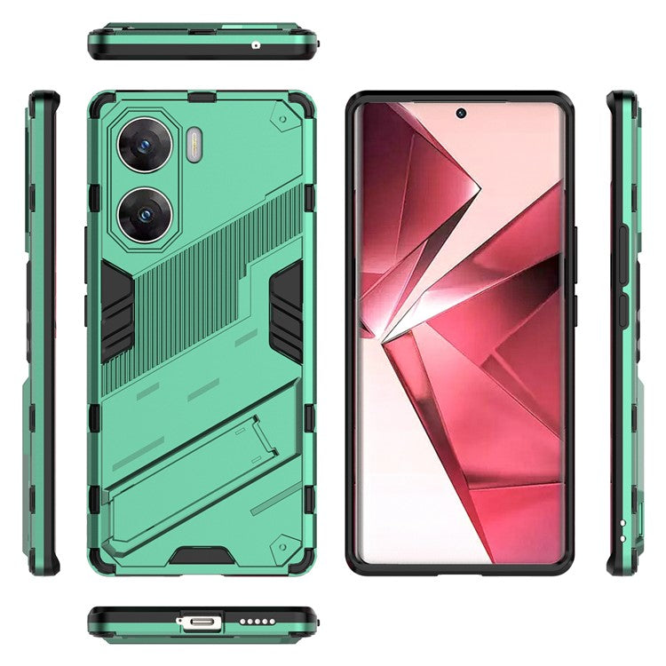 For vivo V29e (India) 5G Case Kickstand PC+TPU Phone Back Cover - Green