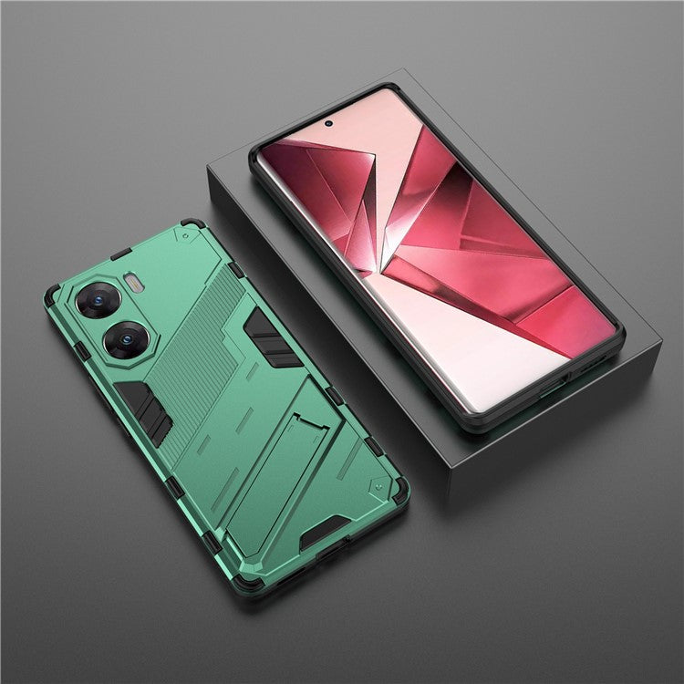 For vivo V29e (India) 5G Case Kickstand PC+TPU Phone Back Cover - Green