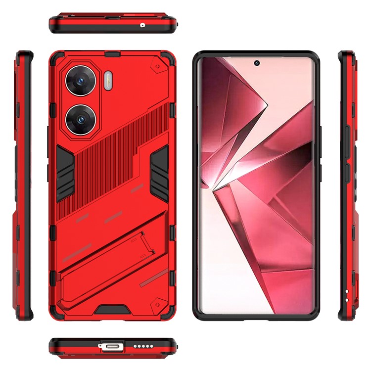 For vivo V29e (India) 5G Case Kickstand PC+TPU Phone Back Cover - Red