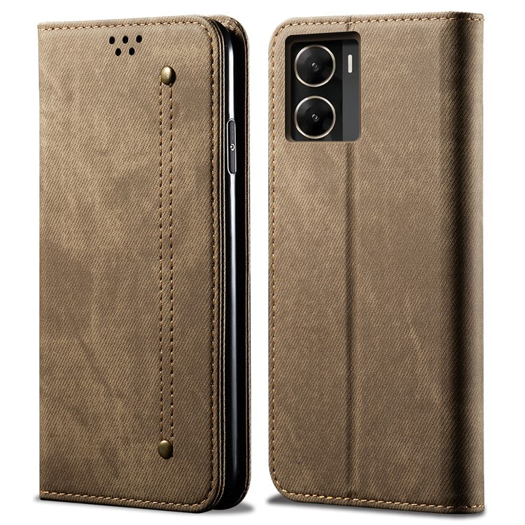 For vivo V29e (Global) 5G Case Wallet PU Leather Protective Phone Cover - Khaki