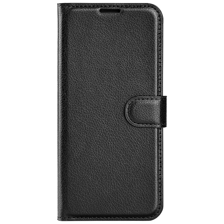 For Samsung Galaxy A15 5G Case Slim-Fit Litchi Texture Stand Wallet Phone Cover PU Leather Shell - Black