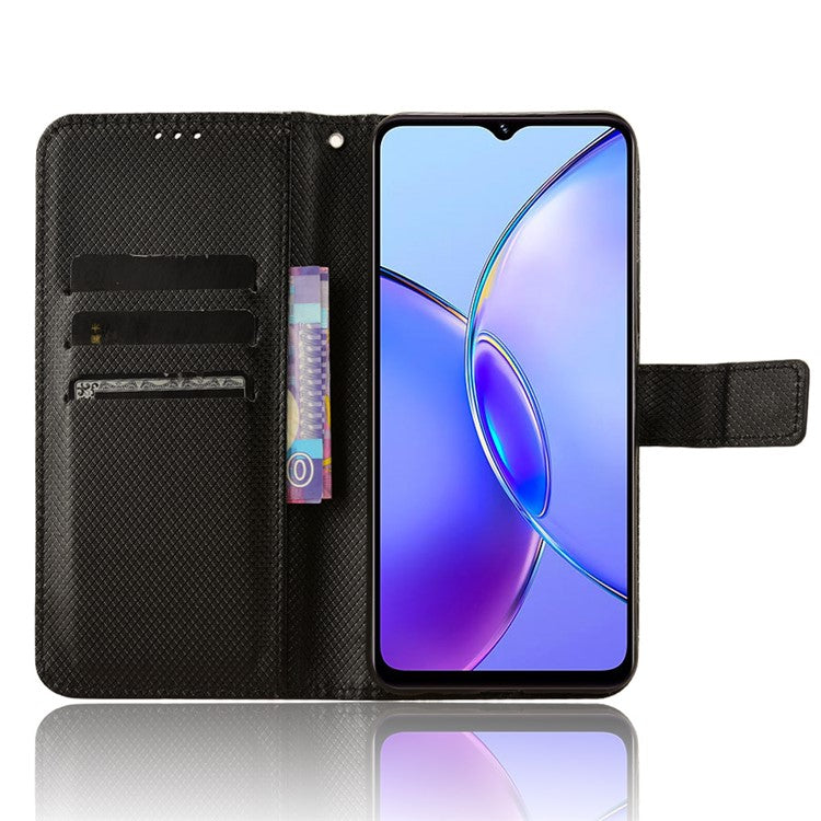 For vivo Y17s 4G / Y33t (2023) V2317A Leather Case Wallet Phone Protective Phone Cover - Black