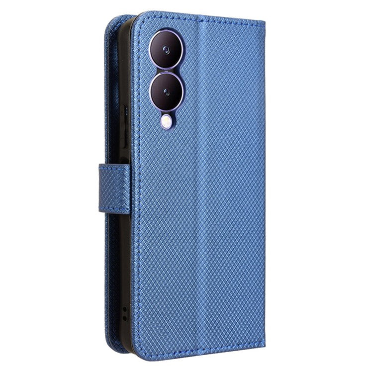 For vivo Y17s 4G / Y33t (2023) V2317A Leather Case Wallet Phone Protective Phone Cover - Blue