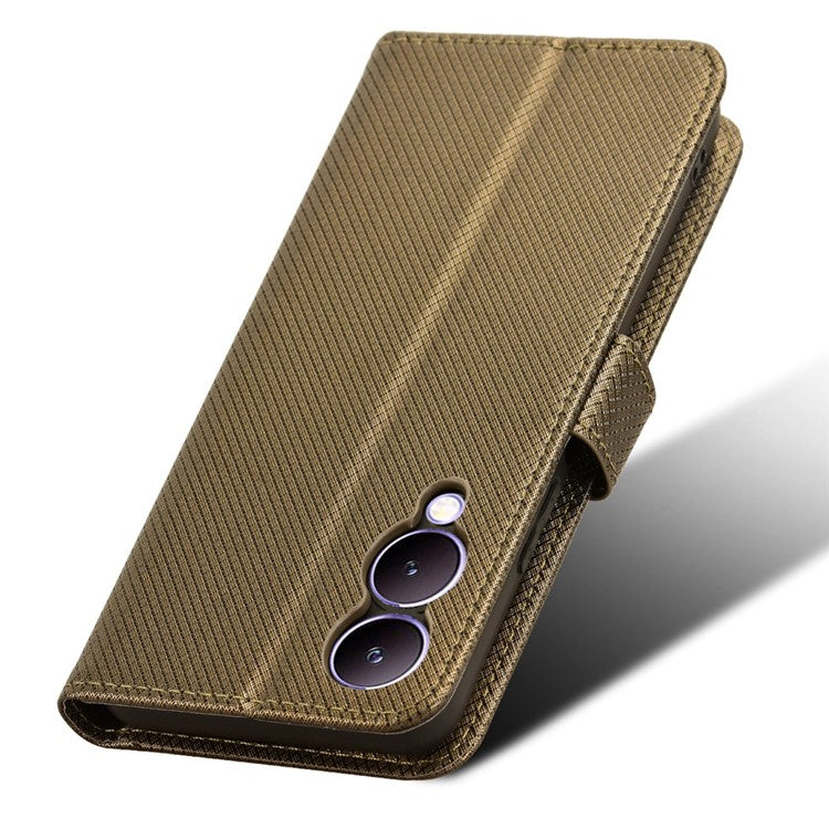 For vivo Y17s 4G / Y33t (2023) V2317A Leather Case Wallet Phone Protective Phone Cover - Brown