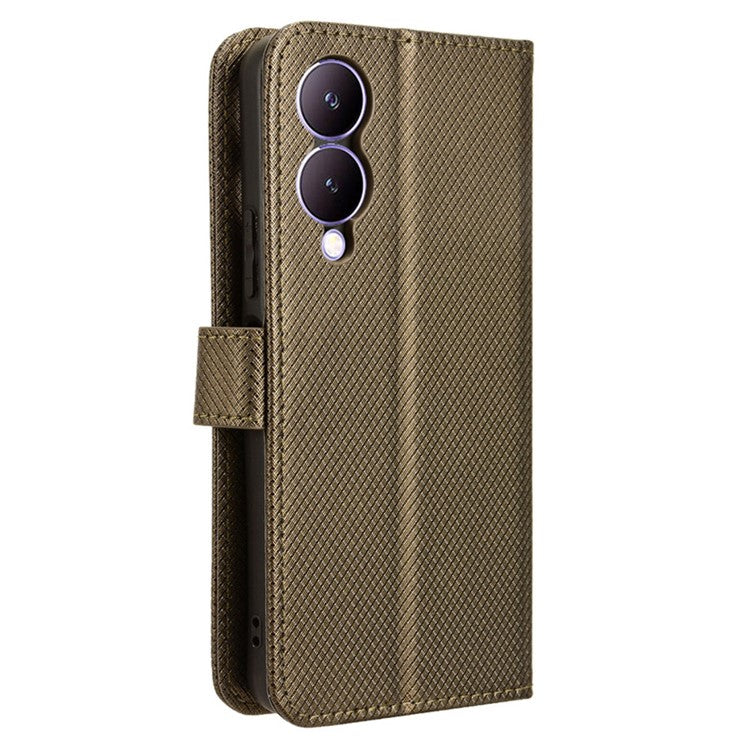 For vivo Y17s 4G / Y33t (2023) V2317A Leather Case Wallet Phone Protective Phone Cover - Brown