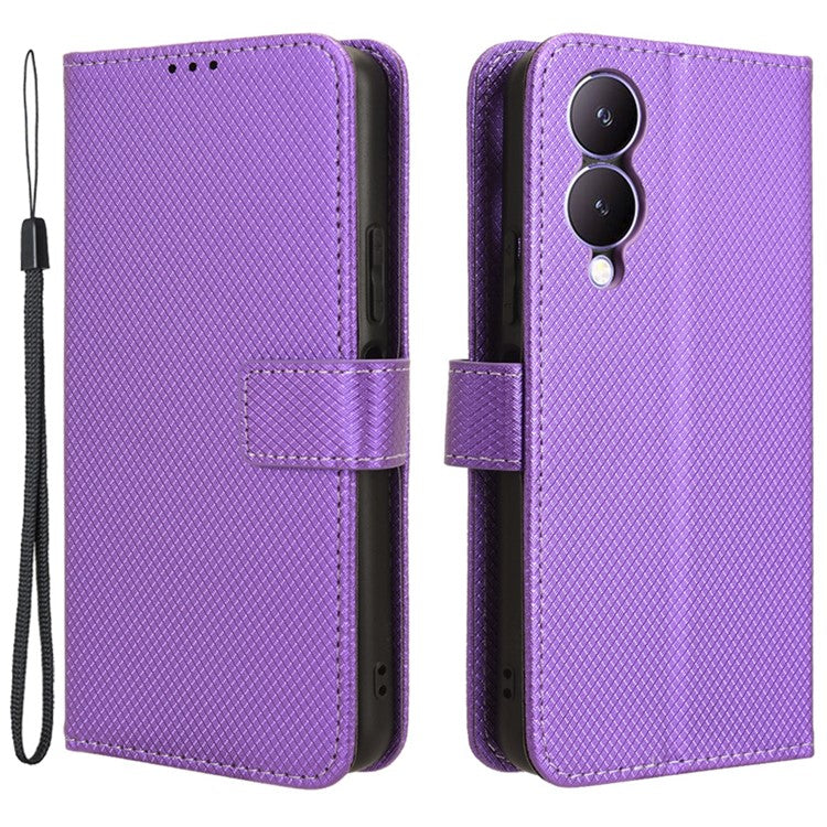 For vivo Y17s 4G / Y33t (2023) V2317A Leather Case Wallet Phone Protective Phone Cover - Purple