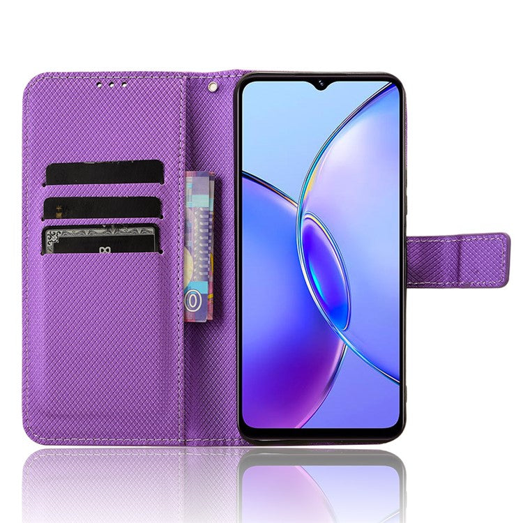 For vivo Y17s 4G / Y33t (2023) V2317A Leather Case Wallet Phone Protective Phone Cover - Purple