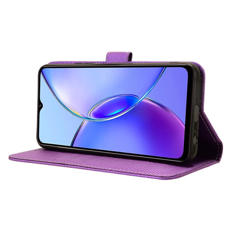 For vivo Y17s 4G / Y33t (2023) V2317A Leather Case Wallet Phone Protective Phone Cover - Purple