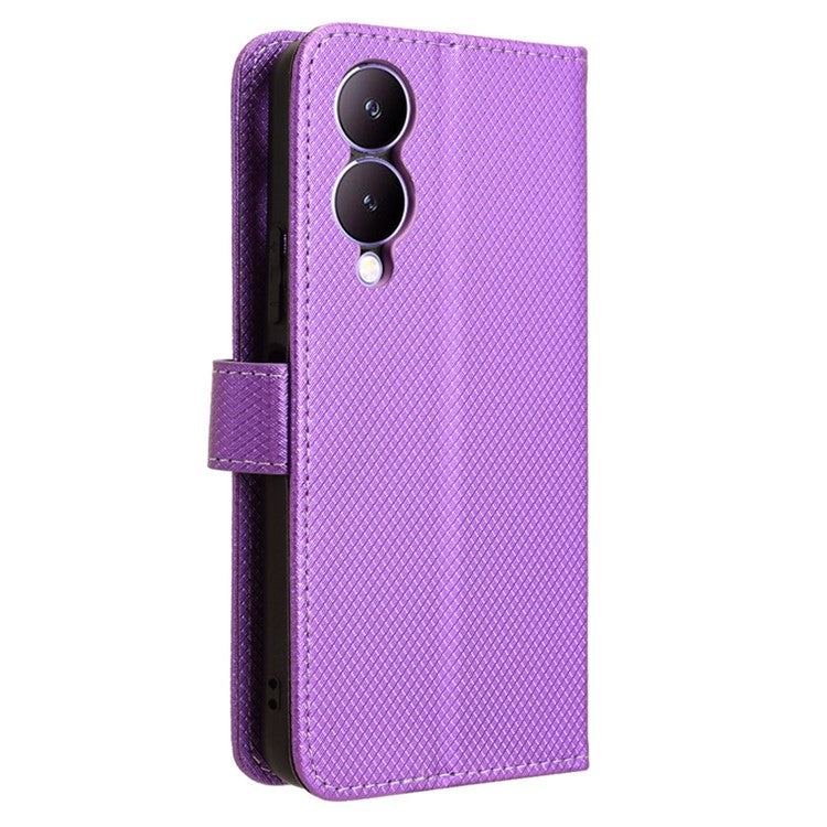 For vivo Y17s 4G / Y33t (2023) V2317A Leather Case Wallet Phone Protective Phone Cover - Purple