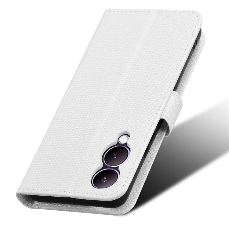 For vivo Y17s 4G / Y33t (2023) V2317A Leather Case Wallet Phone Protective Phone Cover - White