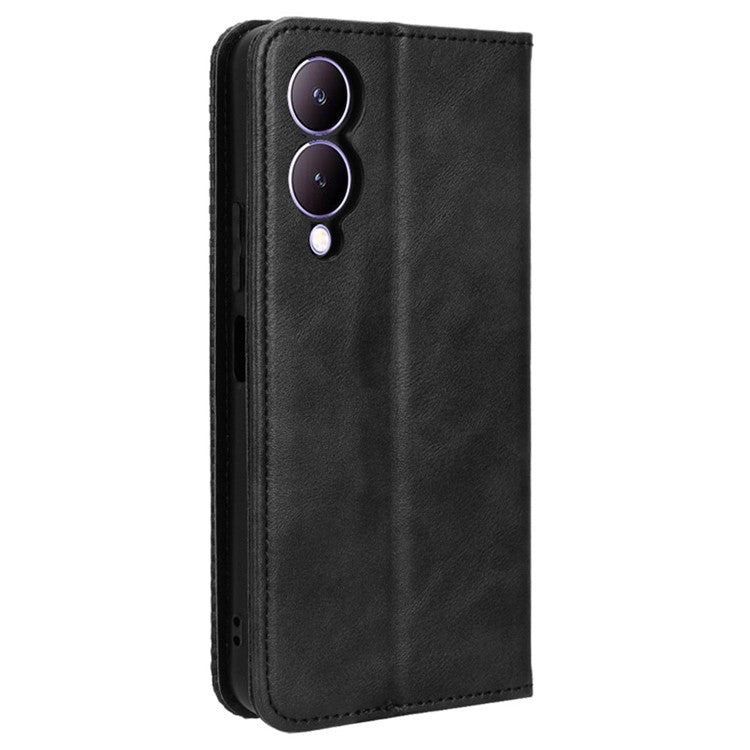 For vivo Y17s 4G / Y33t (2023) V2317A Case PU Leather Full Protection Phone Cover - Black