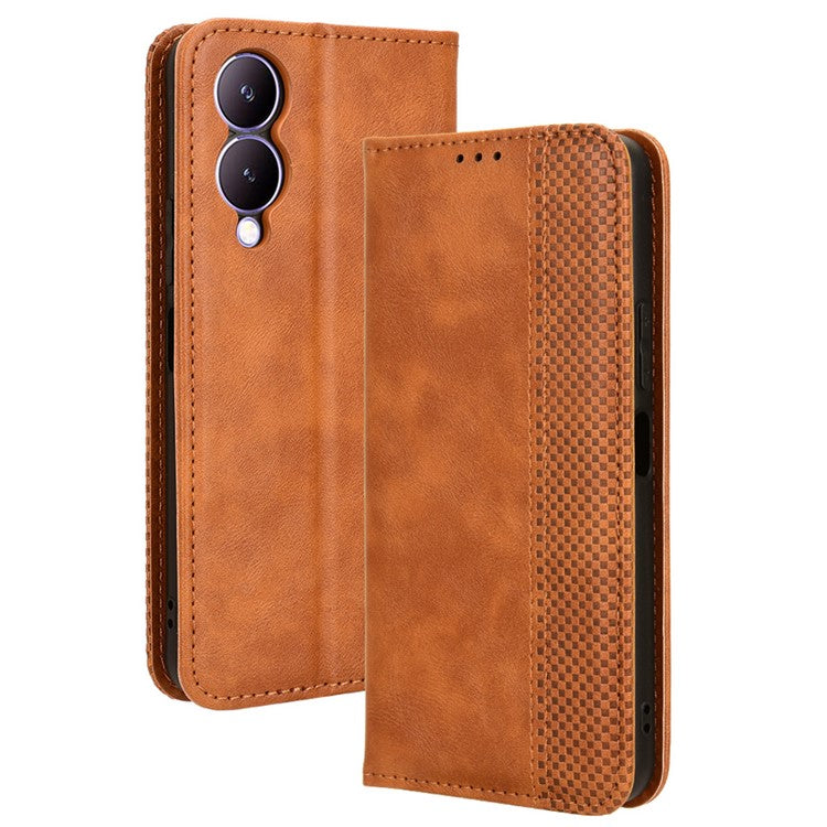 For vivo Y17s 4G / Y33t (2023) V2317A Case PU Leather Full Protection Phone Cover - Brown