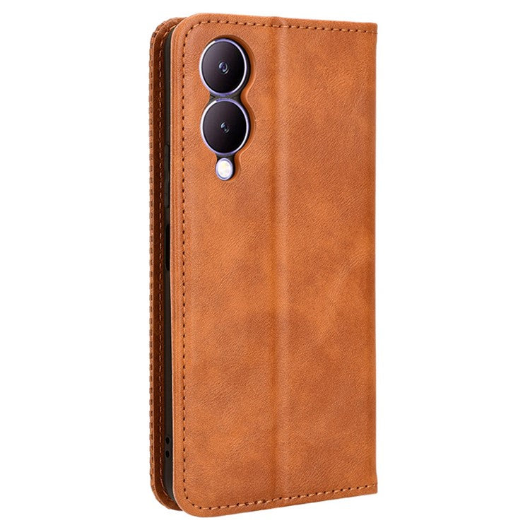 For vivo Y17s 4G / Y33t (2023) V2317A Case PU Leather Full Protection Phone Cover - Brown