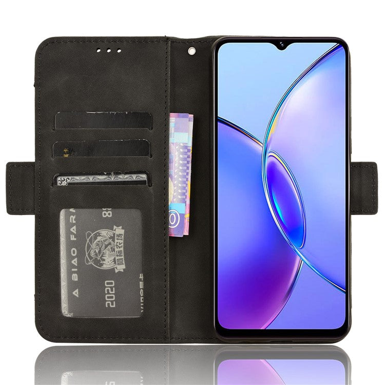 For vivo Y17s 4G / Y33t (2023) V2317A Case Wallet PU Leather Multiple Card Slots Phone Cover - Black