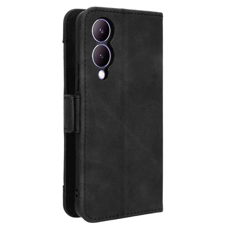 For vivo Y17s 4G / Y33t (2023) V2317A Case Wallet PU Leather Multiple Card Slots Phone Cover - Black