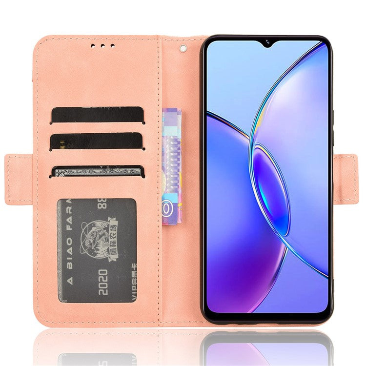 For vivo Y17s 4G / Y33t (2023) V2317A Case Wallet PU Leather Multiple Card Slots Phone Cover - Pink