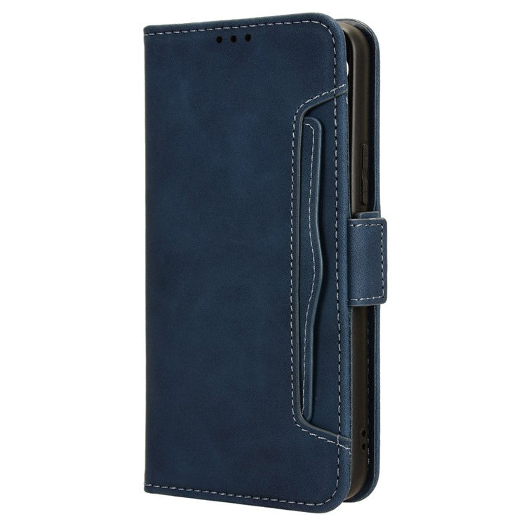 For vivo Y17s 4G / Y33t (2023) V2317A Case Wallet PU Leather Multiple Card Slots Phone Cover - Blue