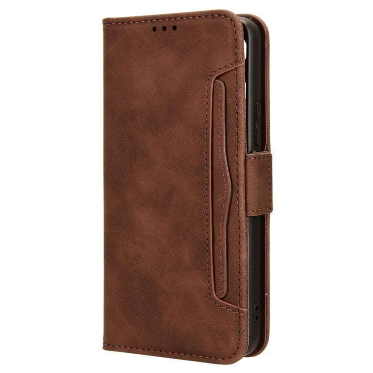 For vivo Y17s 4G / Y33t (2023) V2317A Case Wallet PU Leather Multiple Card Slots Phone Cover - Brown