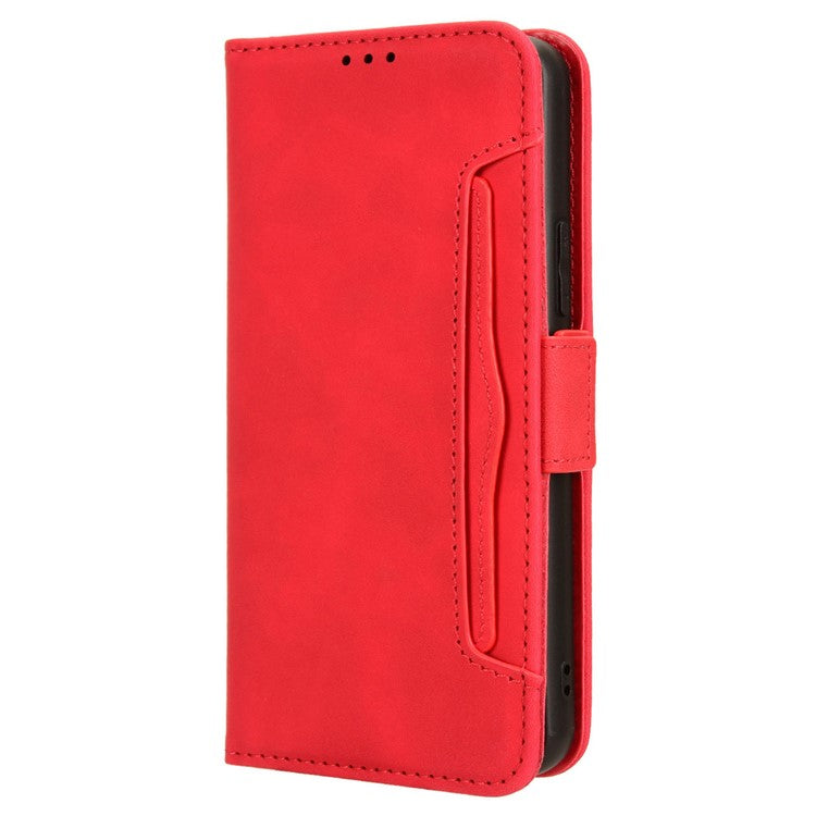 For vivo Y17s 4G / Y33t (2023) V2317A Case Wallet PU Leather Multiple Card Slots Phone Cover - Red