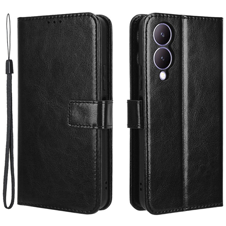 For vivo Y17s 4G / Y33t (2023) V2317A Case Wallet Stand Phone Leather Cover - Black