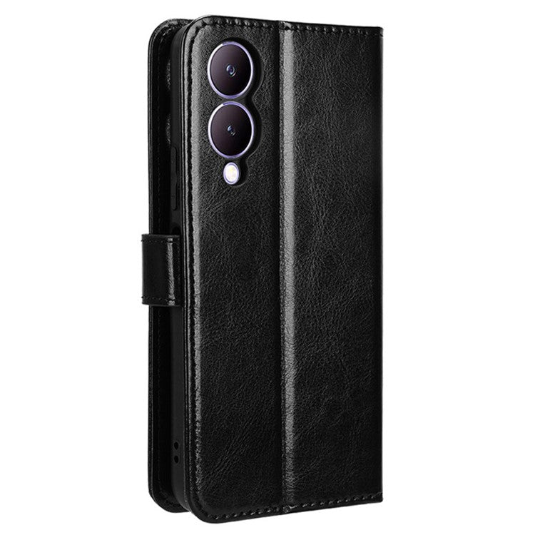 For vivo Y17s 4G / Y33t (2023) V2317A Case Wallet Stand Phone Leather Cover - Black