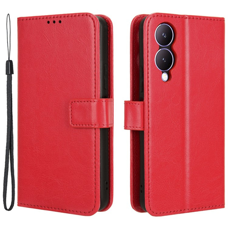 For vivo Y17s 4G / Y33t (2023) V2317A Case Wallet Stand Phone Leather Cover - Red