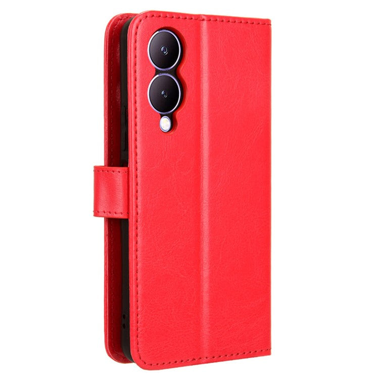 For vivo Y17s 4G / Y33t (2023) V2317A Case Wallet Stand Phone Leather Cover - Red