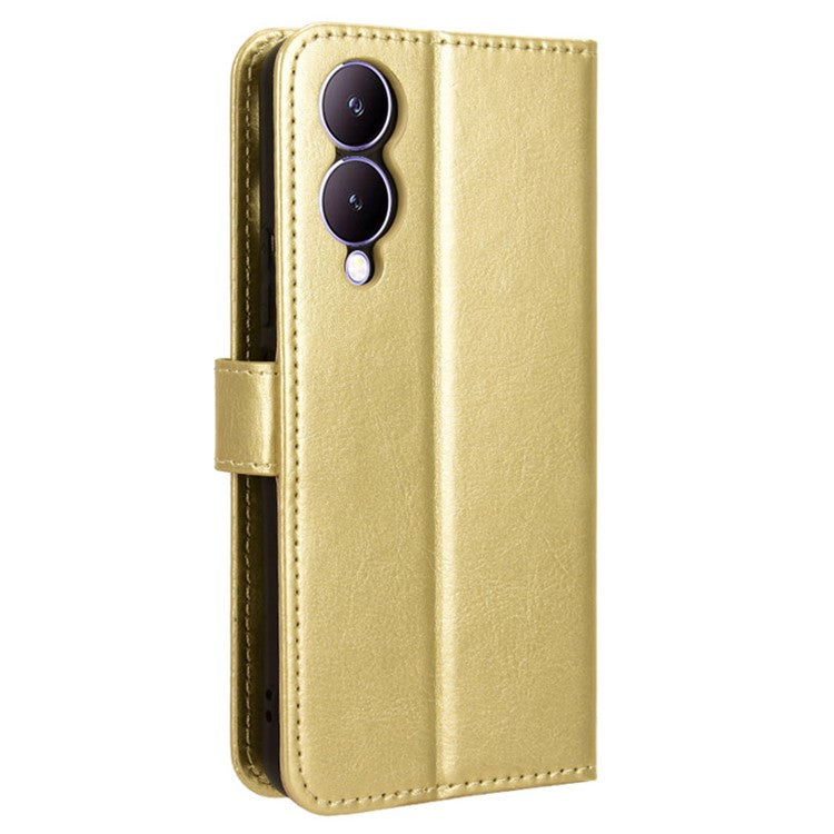 For vivo Y17s 4G / Y33t (2023) V2317A Case Wallet Stand Phone Leather Cover - Gold