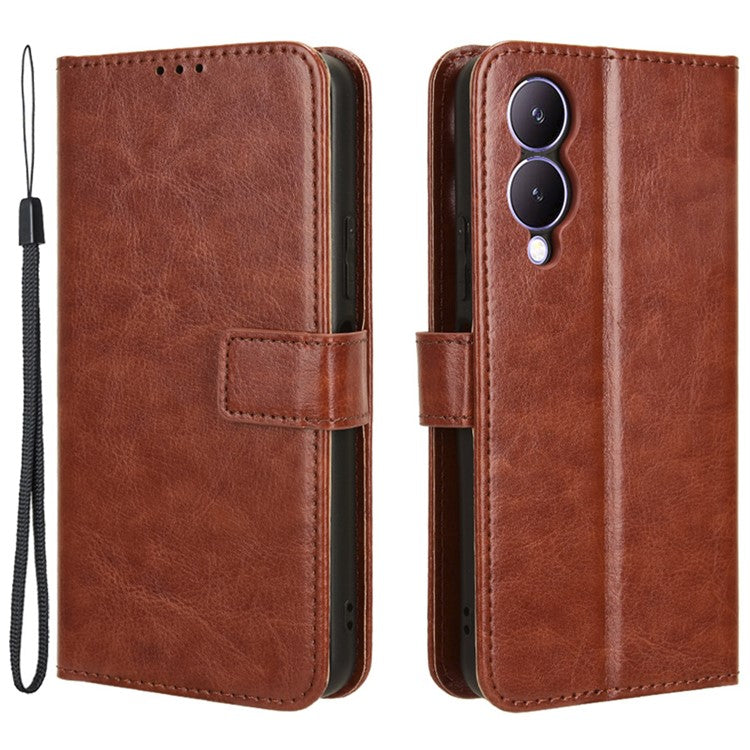 For vivo Y17s 4G / Y33t (2023) V2317A Case Wallet Stand Phone Leather Cover - Brown