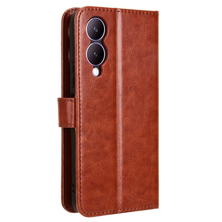 For vivo Y17s 4G / Y33t (2023) V2317A Case Wallet Stand Phone Leather Cover - Brown