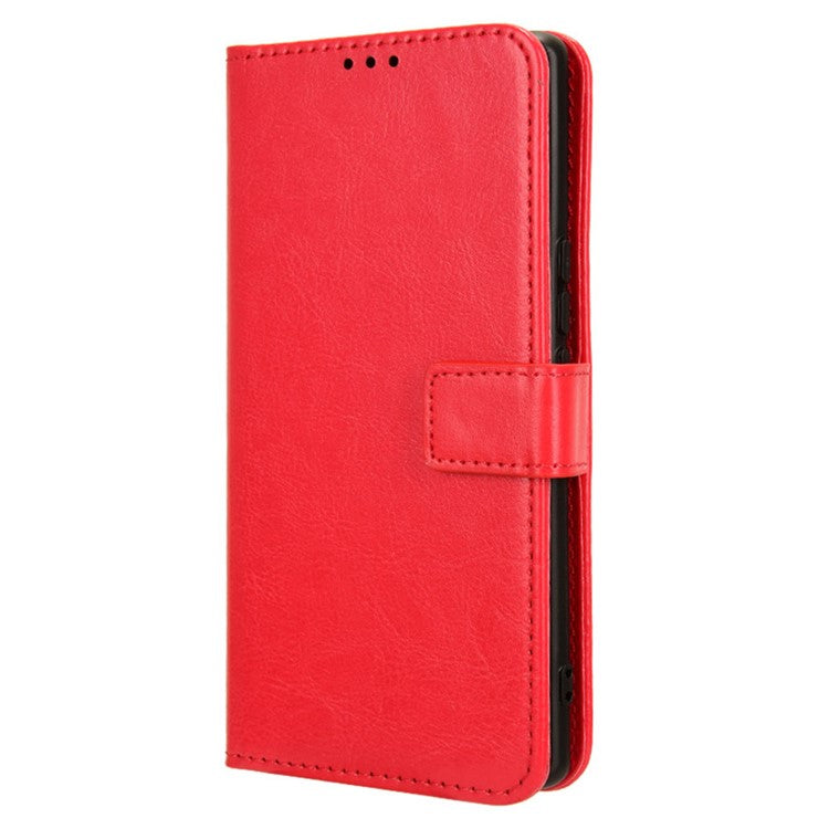 For vivo V29e (India) 5G Case Crazy Horse Texture Wallet Leather Cover - Red