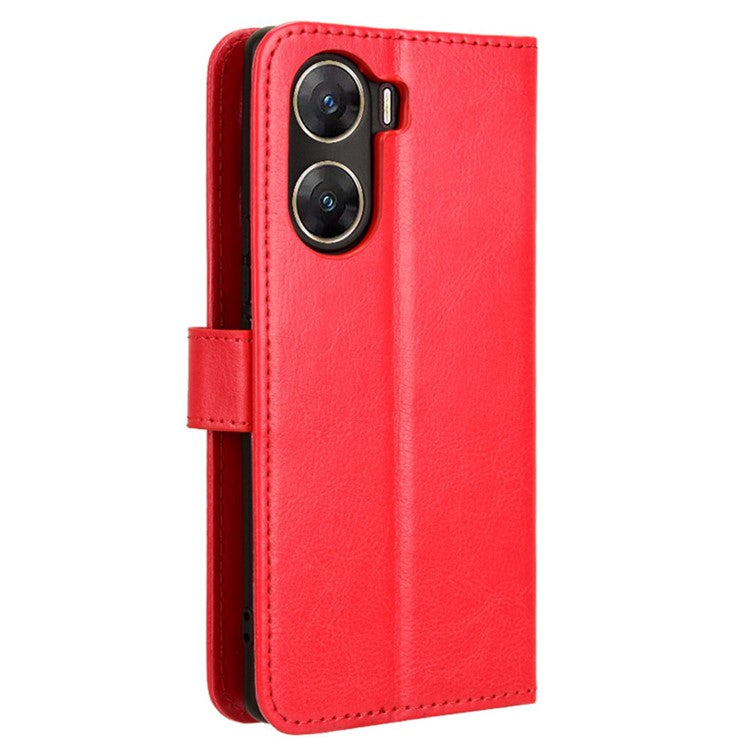 For vivo V29e (India) 5G Case Crazy Horse Texture Wallet Leather Cover - Red