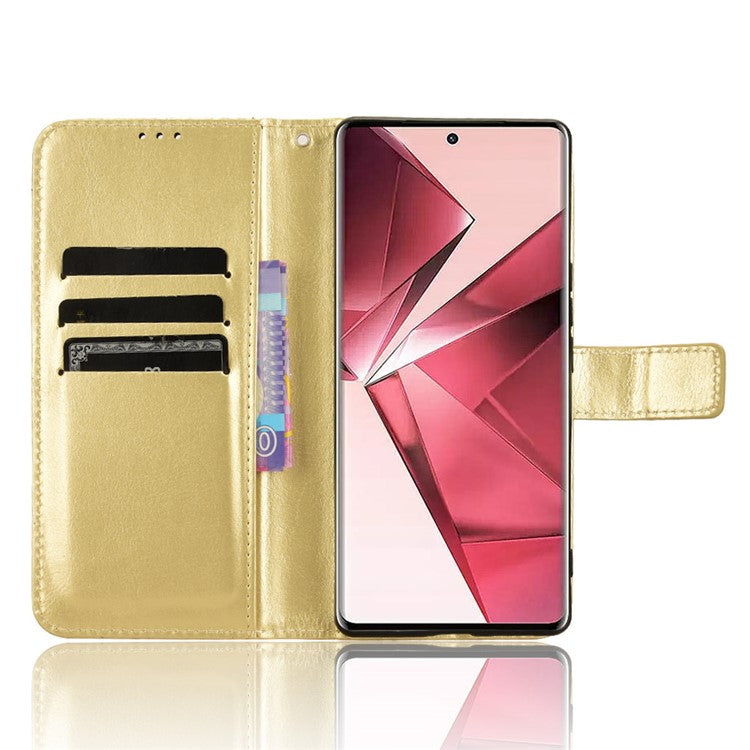 For vivo V29e (India) 5G Case Crazy Horse Texture Wallet Leather Cover - Gold