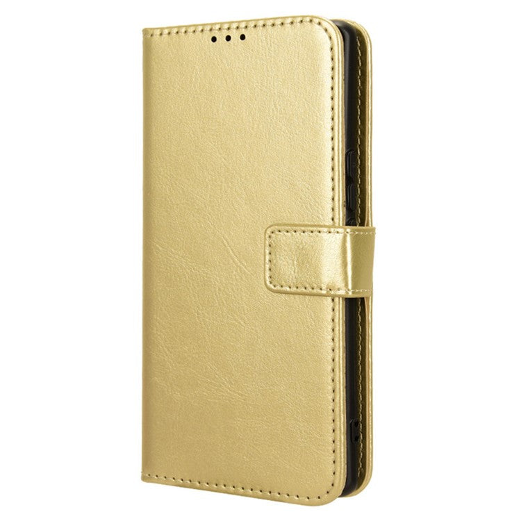 For vivo V29e (India) 5G Case Crazy Horse Texture Wallet Leather Cover - Gold