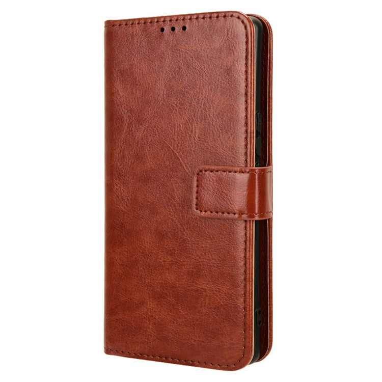 For vivo V29e (India) 5G Case Crazy Horse Texture Wallet Leather Cover - Brown