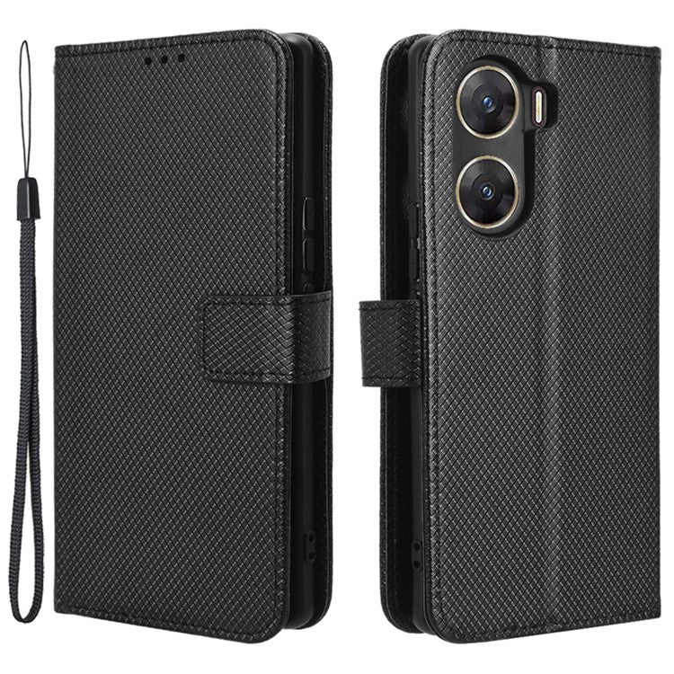 For vivo V29e (India) 5G Case PU Leather Mobile Phone Cover with Wallet - Black