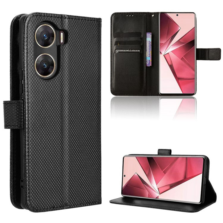 For vivo V29e (India) 5G Case PU Leather Mobile Phone Cover with Wallet - Black