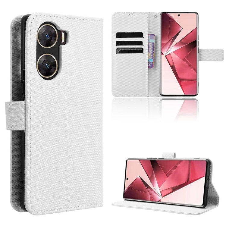 For vivo V29e (India) 5G Case PU Leather Mobile Phone Cover with Wallet - White