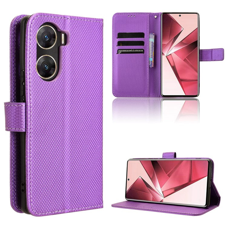 For vivo V29e (India) 5G Case PU Leather Mobile Phone Cover with Wallet - Purple