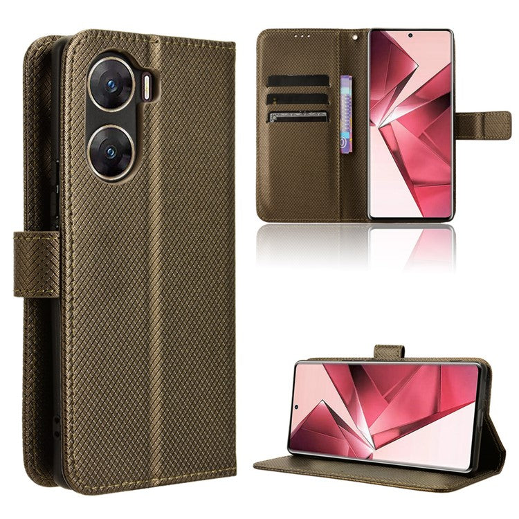 For vivo V29e (India) 5G Case PU Leather Mobile Phone Cover with Wallet - Brown