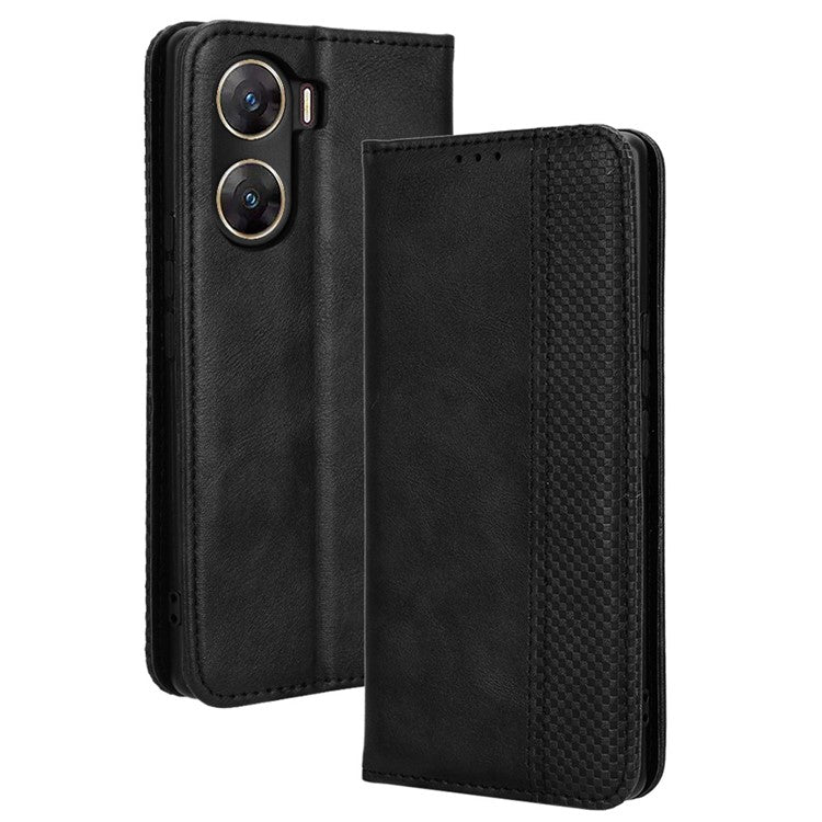 For vivo V29e (India) 5G Case Wallet Retro PU Leather Phone Cover - Black