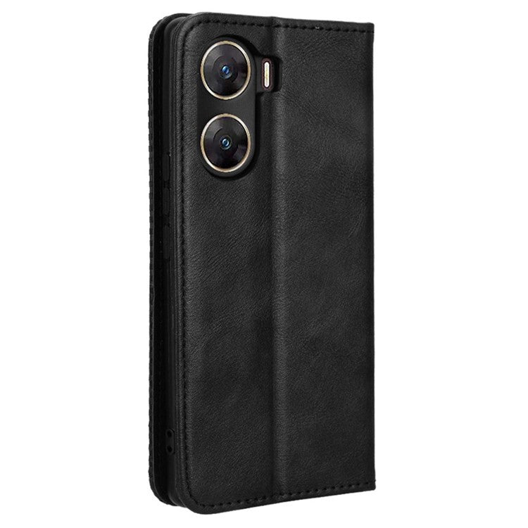 For vivo V29e (India) 5G Case Wallet Retro PU Leather Phone Cover - Black