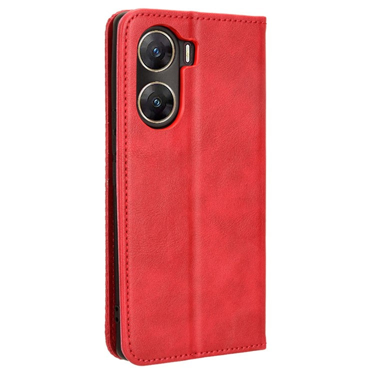 For vivo V29e (India) 5G Case Wallet Retro PU Leather Phone Cover - Red