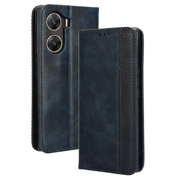 For vivo V29e (India) 5G Case Wallet Retro PU Leather Phone Cover - Blue