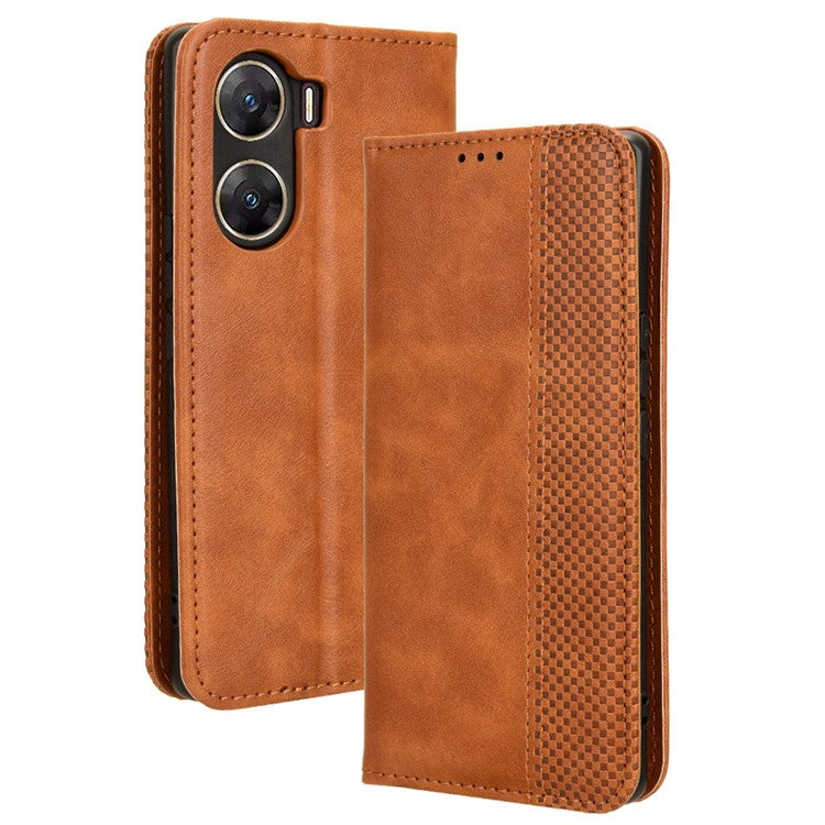 For vivo V29e (India) 5G Case Wallet Retro PU Leather Phone Cover - Brown