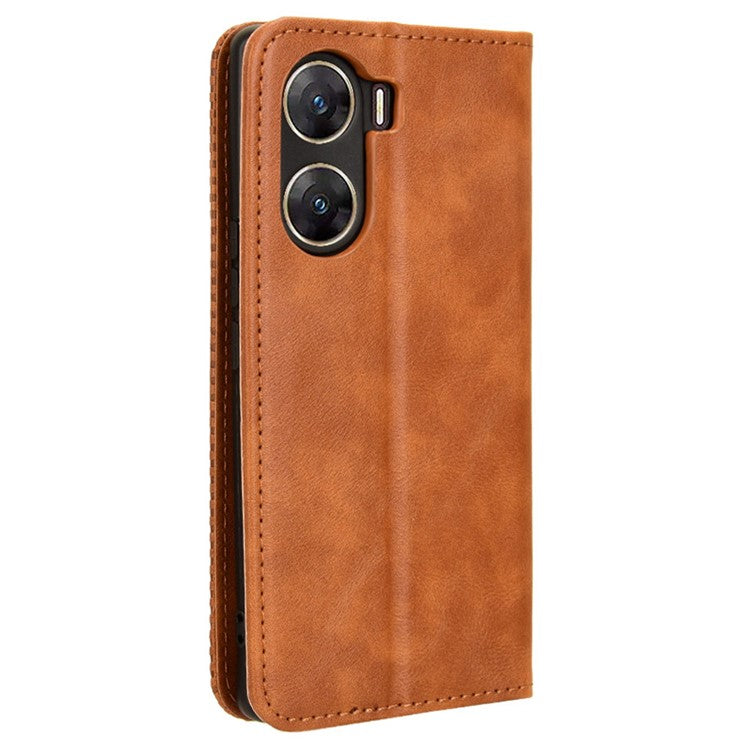 For vivo V29e (India) 5G Case Wallet Retro PU Leather Phone Cover - Brown